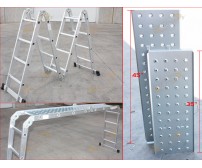 15.5 Ft Multi Purpose Aluminum Folding Step Platform Scaffold Ladder 330LB 15.5'